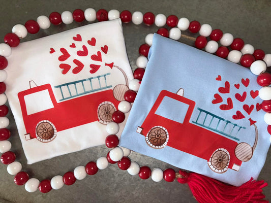 Firetruck Valentine’s Day Watercolor