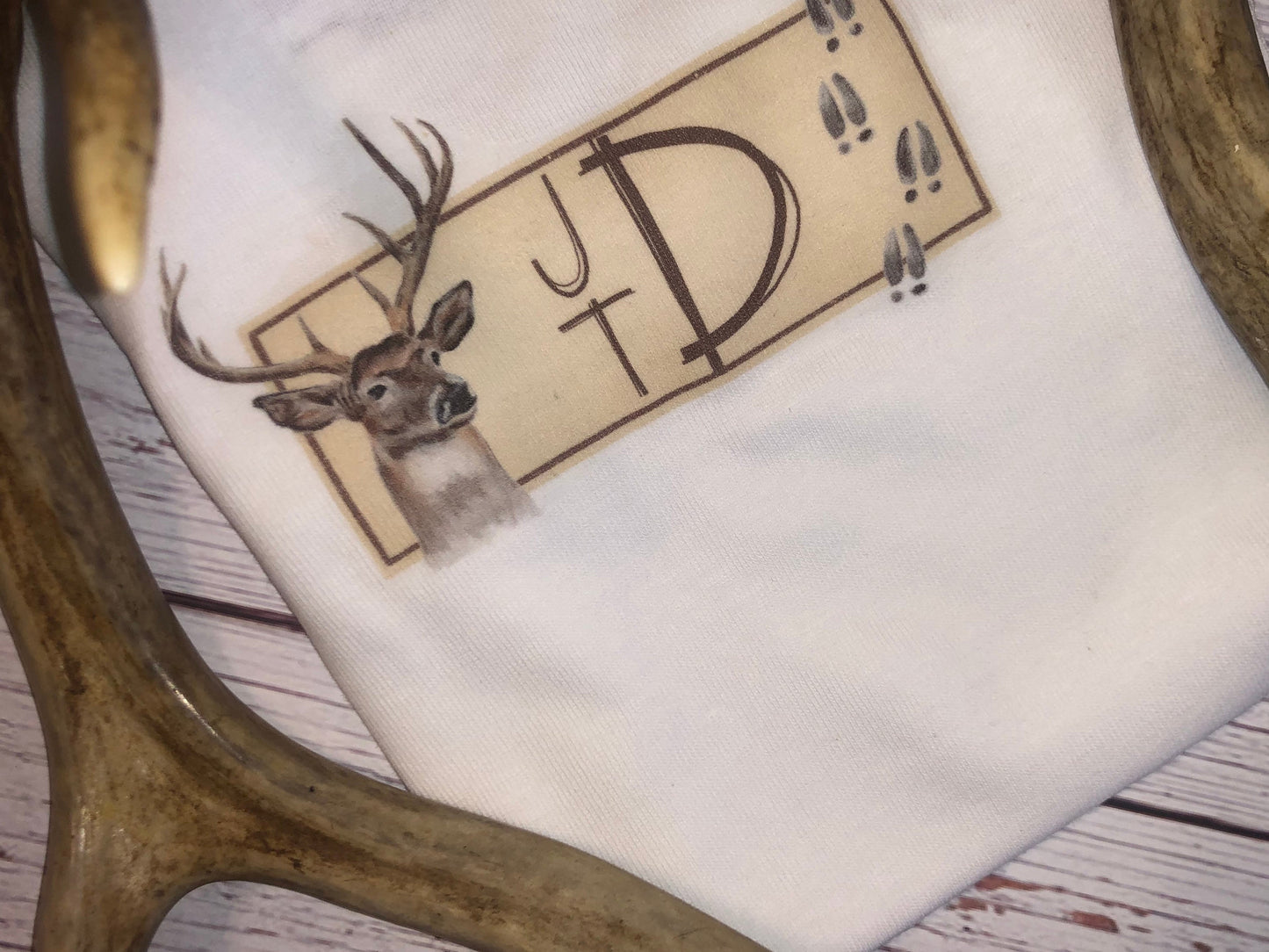 custom personalized watercolor whitetail buck deer boys tee shirt