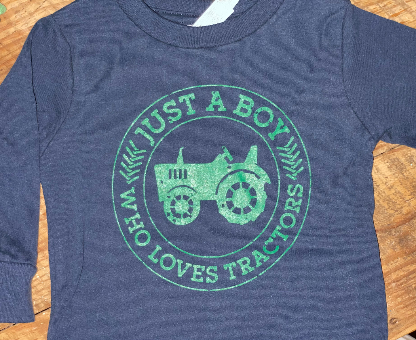 just a boy who loves tractors farm boy tee shirt navy oh boy tees long sleeve tee shirt