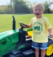 yellow just a boy who loves tractors tee shirt for little boys toddlers and babies